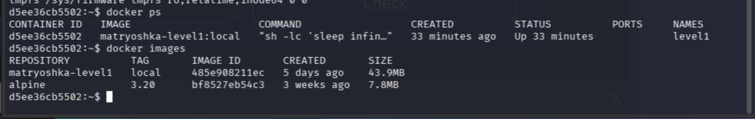 docker images showing alpine available